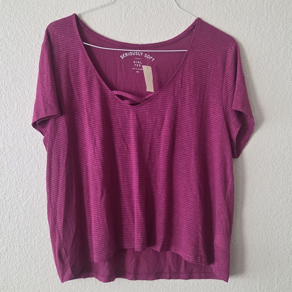 NWT Aeropostale Seriously Soft Aero Girl Tee Womens Size XXL Striped Sheer - Picture 2 of 10